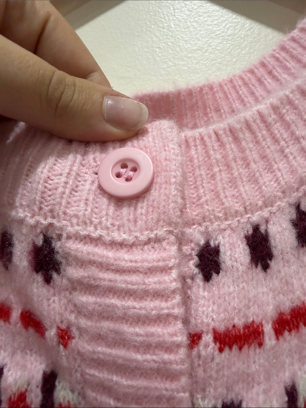 Revolve House of Harlow 1960 Pink & Red Fair Isle Cropped Cardigan - Picture 7 of 16